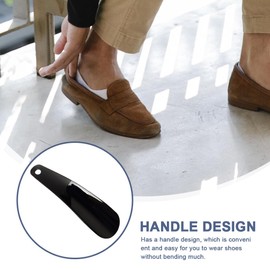 JEYORZY Pack of 4 Mini Shoehorn, Plastic Shoehorn, Small, Short, 16 cm Shoehorn, Small, Mini Shoehorn, Travel Shoehorn for Men, Women, Children (Black)