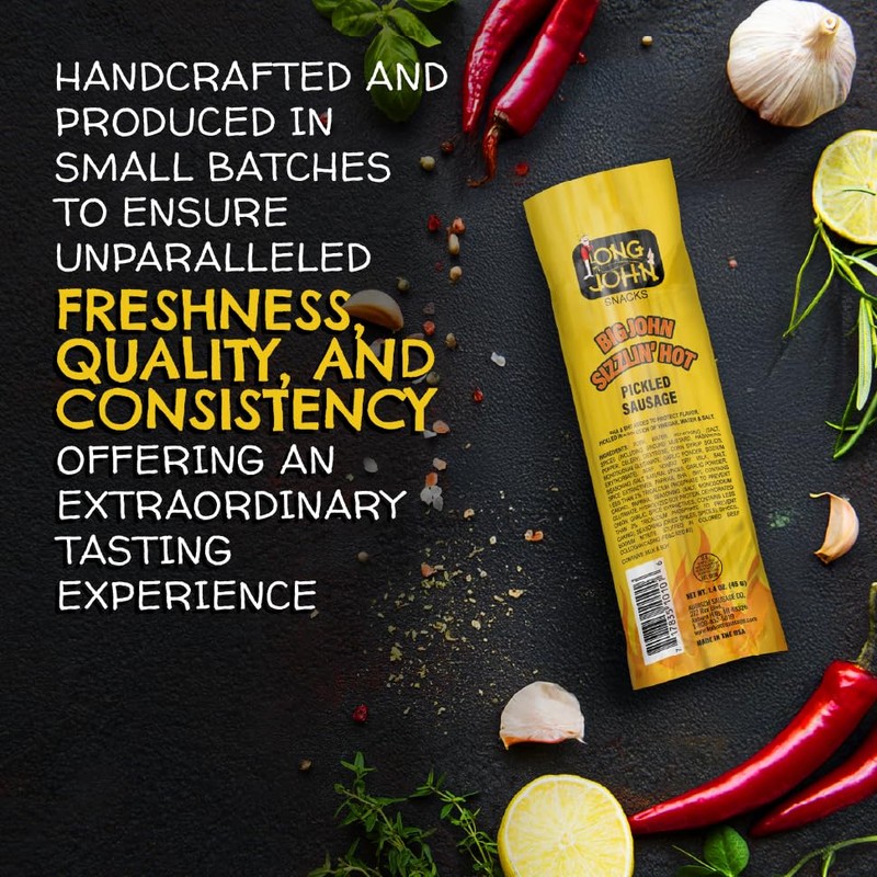 Long John Snacks Sizzlin' Hot Pickled Sausage – Pork &