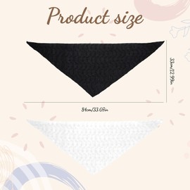 BOHUIZ 2 Pcs White Black Hair Bandanas for Women, Adjustable Embroidered Head Scarf Elastic Trendy Bandana Head Kerchief for Women’s Cute Hair Accessories