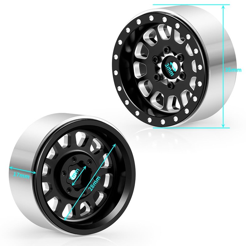 MORLORDY 1.3 Beadlock Wheels 4Pcs CNC Aluminium Beadlock Rims for