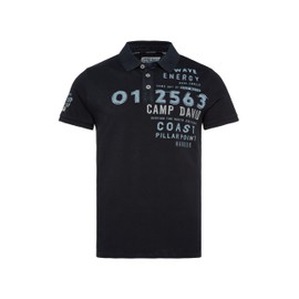 Camp David Men's Pique Polo Shirt with Prints and Embroidery, Navy blue