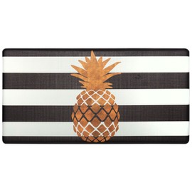 Nicole Miller New York Gold Pineapple Anti-Fatigue Kitchen Mat, Black/White, 20"x39"