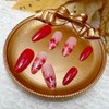 24Pcs Fall Press on Nails Short Almond Fake Nails Red