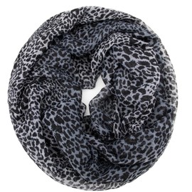 Glamexx24 Women's Scarf Leo Pattern Long Scarf Loop Tube Scarf XXL Loop Scarf Girls Animal Print Scarf, Grey light grey