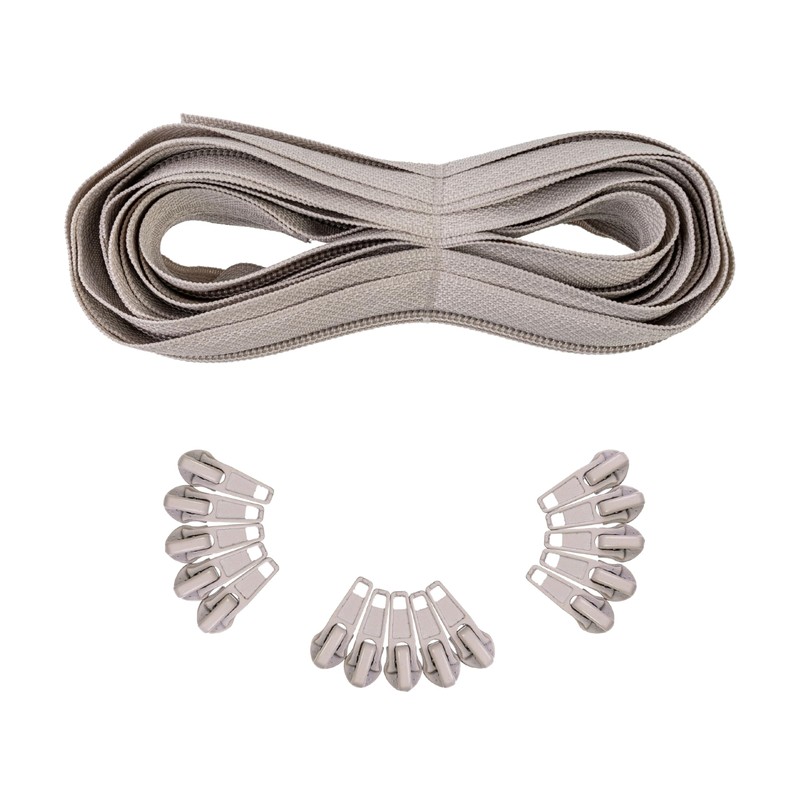 Endless Zipper, 330 cm Total Length, Size #5, Grey, Non-Separable,