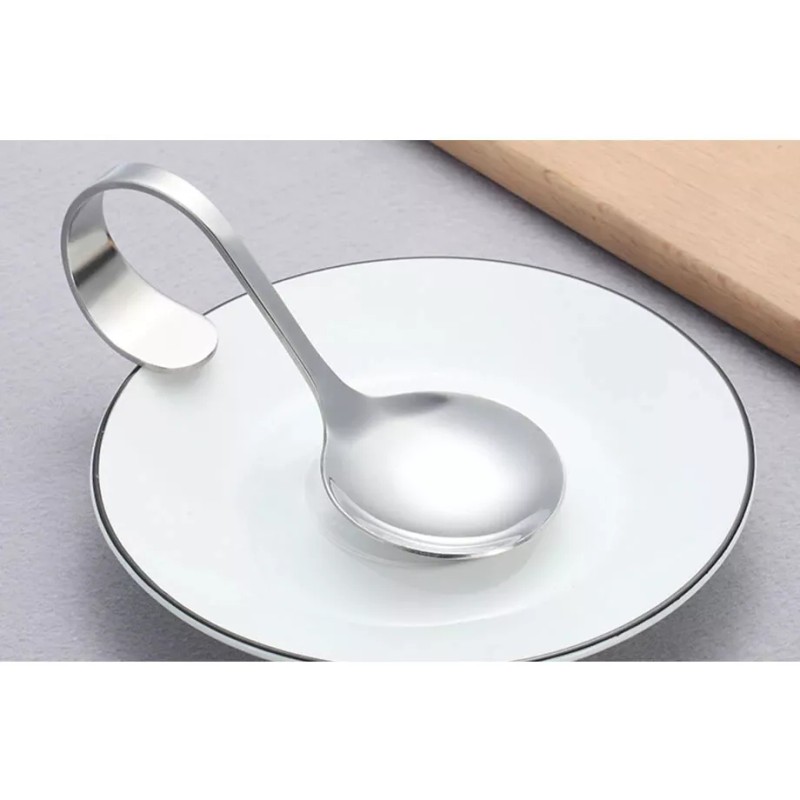 Unbranded Stainless Steel Curved Handle Dessert Spoon, 6 spoons of
