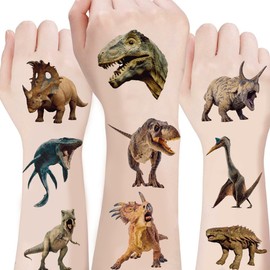 100PCS Dinosaur 3D Temporary Tattoos - Stickers for Birthday Party Supplies, Decorations, and Favors - Super Cute Gifts for Kids, Boys & Girls, Classroom Prizes, and Themed (Dinosaur)