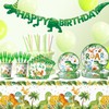 67 Pcs Dinosaur Tableware Set, Dinosaur Party Decorations for Girls