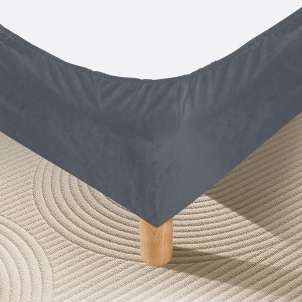 DUJUIKE Bed Frame Cover, Bed Valance, Velvet Stretch Fabric, Fully