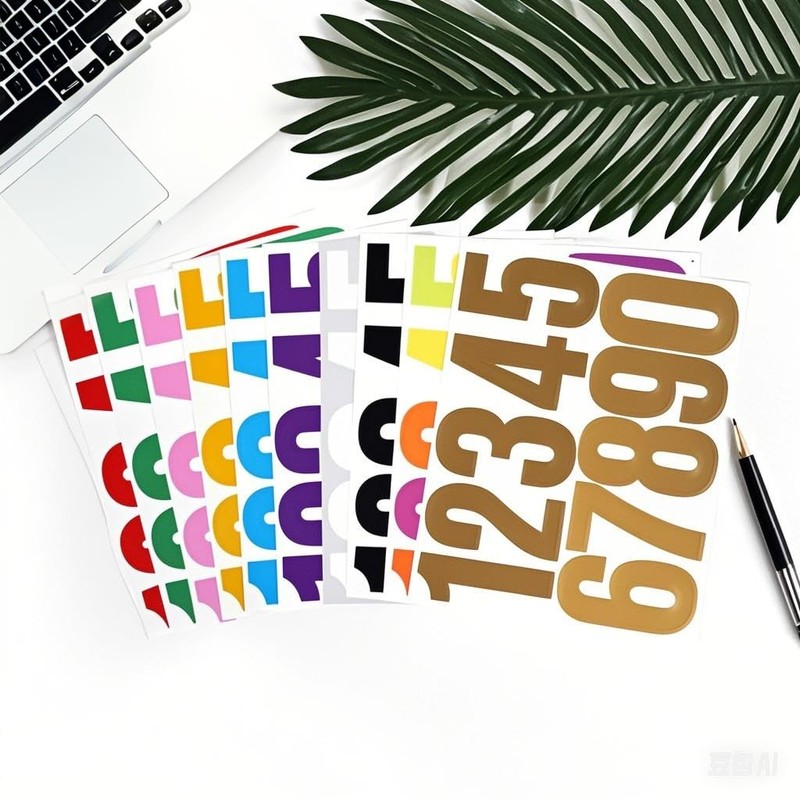 Fxiaoy 10 Sheets Number Stickers, 100 PCS Self-AdhesiveVinyl Numbers Kit
