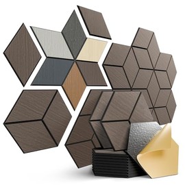 Acoustic Panels 12 Pack Soundproof Wall Panels,Wood Aesthetic Sound Proof Foam Panels for Walls,Hexagon Wood Wall Panels Peel and Stick,High Density Sound Dampening Panels-12" X 10" X 0.4"-BlackOak