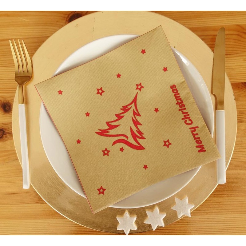 50 Napkins Christmas 40 x 40 Fabric-Like – Christmas Tree