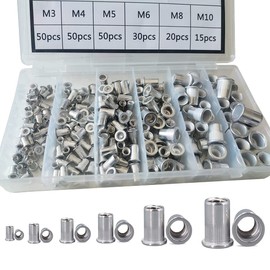 [Set of 215] Rivet Nuts M3 M4 M5 M6 M8 M10 Nut Rivet Blind Nuts BESTU Thread Rivet Nuts Aluminum Threads for Machinery 215 Piece Set