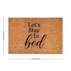 DecStic Let's Stay in Bed Coir Doormat Door Mat Heart Warming Rustic Weather Resistant Non Slip Mat for Front Door High Traffic Areas 16x24in