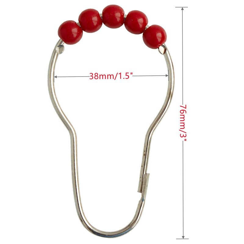 Shower Curtain Hooks Rings Stainless Steel Shower Hooks Red Acrylic