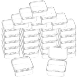 YFPOPONE Mini Storage Boxes 24 Pcs Small Storage Box with Lid Clear Containers Small Beads Storage Containers for Collecting Beads Jewelry Business Cards Game Pieces Crafts(4.5 * 4.5 * 2cm)