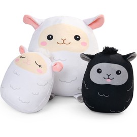 BenBen Lamb Plush Pillow, Set of 3, 12 and 7'' Squishy Lamb Stuffed Animals, Kawaii Sheep Plushies for Kids, Easter Gifts