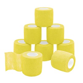 GooGou Self Adherent Wrap Bandages Self Adhering Cohesive Tape Elastic Athletic Sports Tape for Sports Sprain Swelling and Soreness on Wrist and Ankle 8PCS 2 in X 14.7 ft (Yellow)
