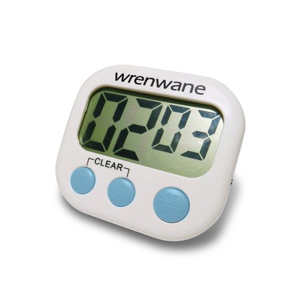 Wrenwane Digital Kitchen Timer (Upgraded Version) Big Digits, Loud Alarm, Magnetic Backing, Stand, USA for 7+ Years with 10000+ Reviews! White