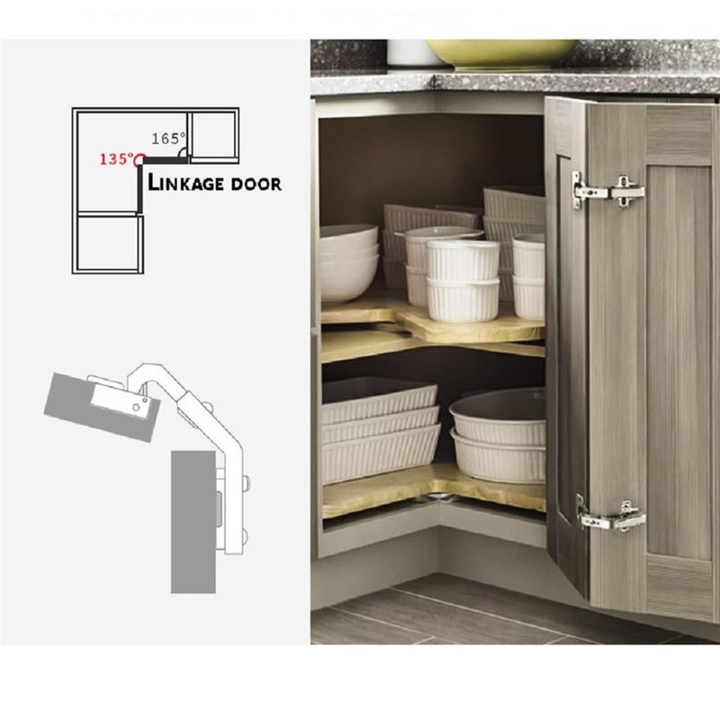 KASHBSAB 2pcs DTC 135° Corner Cabinet Hinges 135-degree Soft Close