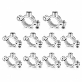 10 Pack 3/4'' Silver Hinged Split Ring Pipe Hanger, Galvanized Iron with 3/8'' Rod Fitting, Industrial Decor Mounting Bracket for Tubing and Plumbing Support