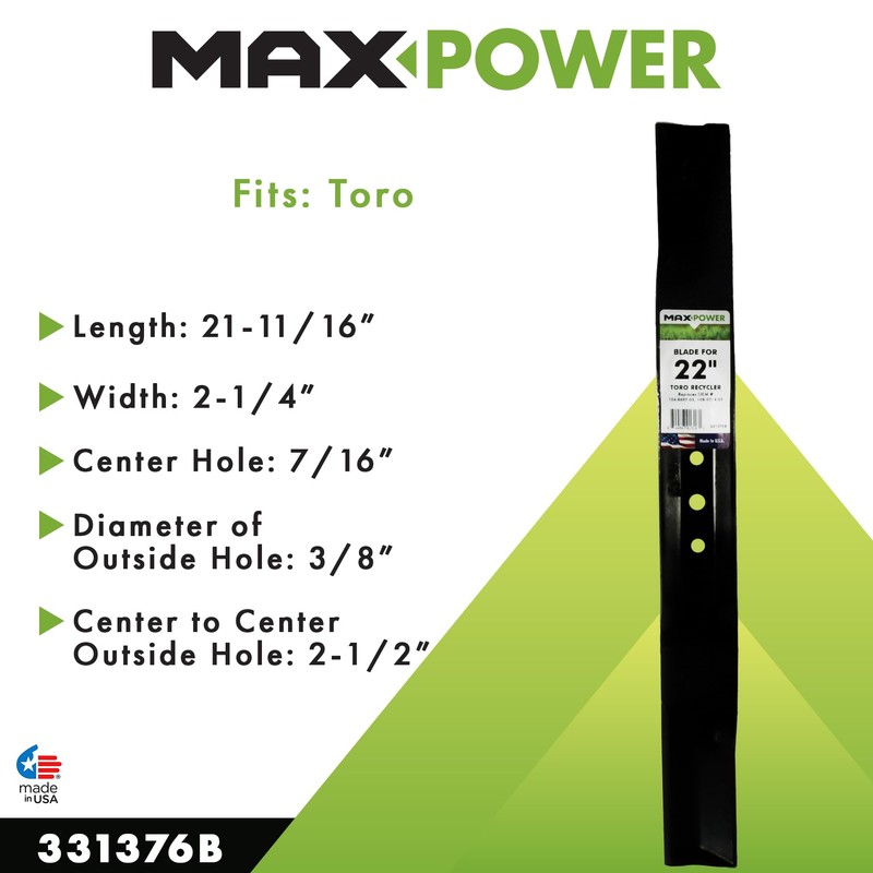 MaxPower 331376B Mower Blade for 22 in. Cut Toro Recycler