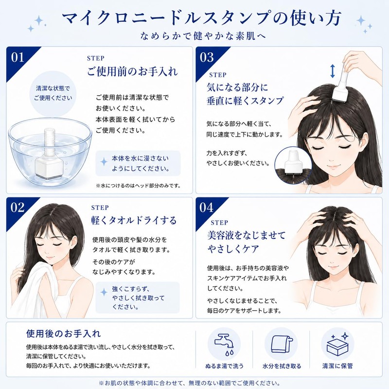 ダーマローラー マイクロスタンプ 0〜3mm調整可能 頭皮ケア フェイスケア スキンケア 美容用 極細マイクロピン 低刺激設計 保護キャップ付き