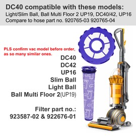 Portek Main Stretch Hose Filter Assembly Intended for Dyson DC40 DC42 UP16 Light/Slim Ball Origin Animal, UP19 Ball Multi Floor 2 Upright Vacuum Cleaner Replacment Parts (DC40 Hose+Filter)