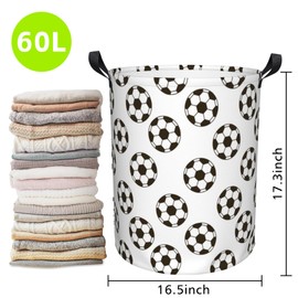 Naqiuli Laundry Basket Football Ball Laundry Basket Oxford Cloth Laundry Hamper Large Storage Baskets Toy Organizer Tote Bag For Bedroom Clothes Bathroom 17.3(H) x16.5(D) Inch