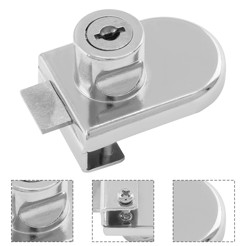 Luomorgo 2Pcs Showcase Lock Stainless Steel No Drill Glass Door