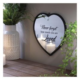 Dicksons Elanze Designs Never Forget How Much You are Loved Heart Shaped Black 12 x 12 Metal and Glass Wall Mounted Mirror