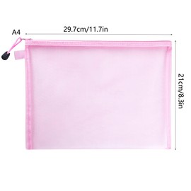 scicent Mesh Zipper Pouches A5 Zipper File Bags 5 PCS Document Bags Plastic Wallets File Folders for School Driving Test Office Receipts Household Bills Travel Storage Pink-A5