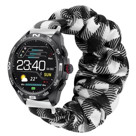 LIGE Smartwatch Band, Lamshaw 20mm/22mm Fabric Elastic Scrunchie Watch Band for Women, Cute Replacement Straps Compatible With Men's Smart Watch-BW327, BW00220A (20mm, Grid)