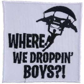 Fortnight Patch, Online Video Game Where We Dropping. Embroidered, Iron On, Medium Size 3.5" x 3.4" (86mm x 84mm).