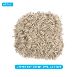 PATIKIL 33yds Fluffy Yarn, 4 Skeins Fuzzy Yarn Faux Fur Yarn Crochet Soft Polyester Plush Fur Eyelash for Crocheting Knit Blanket Rug Sweater Scarf Hat Bear Craft, Khaki