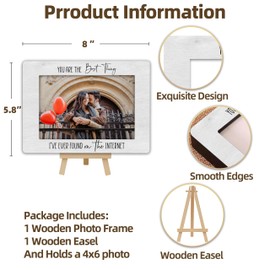 OXRUN Romantic 4x6 Picture Frame, Long Distance Gifts for Her Him Wooden Photo Frame with Easel, Friends Picture Frame for Tabletop Display - B03