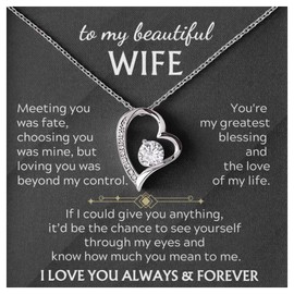 Momavo Jewelry To My Beautiful Wife - You're my greatest blessing, Women Necklace , To My Wife, For her , Idea Gift For Women, Christmas Birthday, Valentine, Christmas Birthday , best wife necklace ever, from husband (Luxury Box w/ LED LIGHT, 14k White G