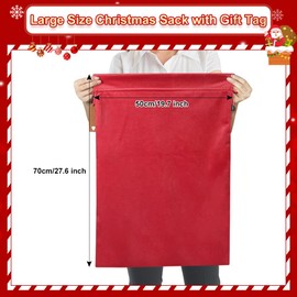 Shintop 2pcs Velvet Santa Sacks, 20x27 inch Drawstring Christmas Gift Bags Reusable Santa Bag Large Wrapping Bag with Gift Tag for Xmas Presents Toys
