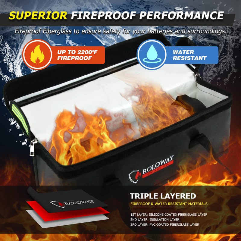 ROLOWAY Lipo Battery Bag (20 x 5 x 7.5 inch),