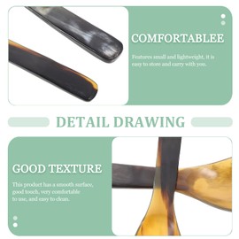 HANABASS Handmade Buffalo Horn Caviar Spoons: 2pcs Cow Horn Serving Spoon Long Handle Soup Spoon Natural Jam Spoon for Caviar Egg Ice Cream Coffee Cocktail