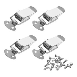 4Pcs 34mm Spring Loaded Toggle Latch, Stainless Steel Tension Clasp with 16 Screws, Duck Billed Buckles Catch Clamp Clip for Wooden Box, Case, Chest, Cabinet, Trunk