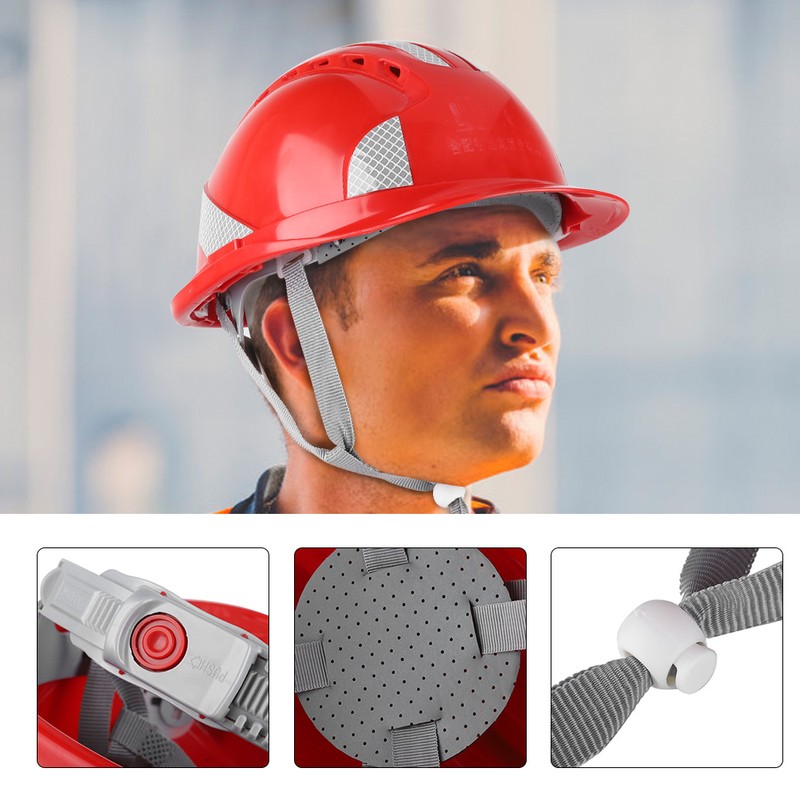 Construction Site Protective Cap Ventilate ABS Hard Hat Reflective Stripe