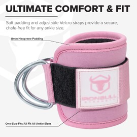 Women's Ankle Strap for Cable Machines & Resistance Bands: Gym & Home Workout Cuff Attachment for Leg Extensions, Kickbacks, Hip Abductors - Booty Exercises (Pink, Single)