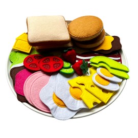 Large Breakfast Set with Bread and Pancake/Handmade Felt Play Food for Kids/Pretend Play/Montessori Educational Kitchen Toys/Felt Toy Food for Toddlers and Kids