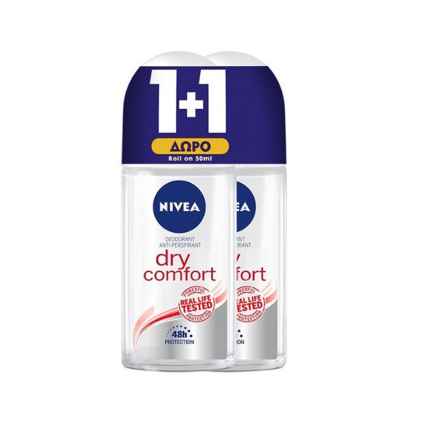 Nivea Dry Comfort Deodorant Roll-On 50 ml 1+1 Free
