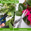 Bonsai Set 8 Pcs - Include Pruner,Fold Scissors,Mini Rake,Bud &