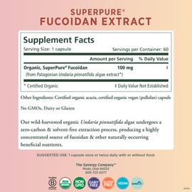 PURE SYNERGY SuperPure Fucoidan Extract | Organic Fucoidan Supplement | Gluten-Free Fucoidan from Brown Seaweed | for Immune Health, Digestion, and Healthy Aging (60 Capsules)