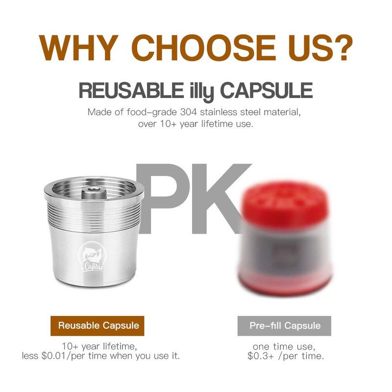 i Cafilas For Refillable Illy Coffee Capsule Made of Stainless