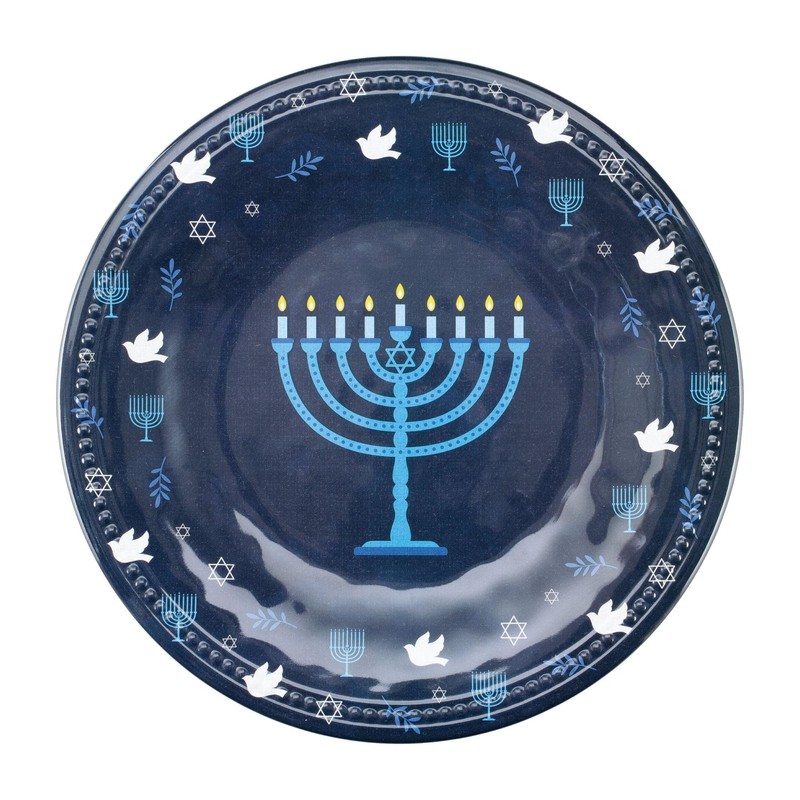 UPware 12 Piece Hanukkah Menorah Melamine Dinnerware Sets, Outdoor Dishes