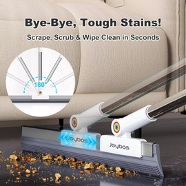 Squeegee Broom for Floor, 18" Heavy Duty Floor Squeegee with Rubber Scrubbing Teeth, 2-in-1 Silicone Magic Broom for Pet Hair, Dust, Water, Tile and Carpet, 61" Long Handle Air Broom for Glass